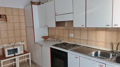 cucina bianca con elettrodomestici 