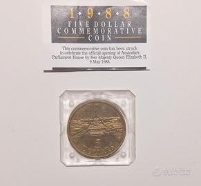 Moneta Australia Elisabetta II 5 Dollari 1988 FDC
