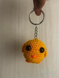 Portachiavi pulcino all’uncinetto