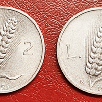 Coppia da 2 Lire Spiga/aratro, Repubblica italiana