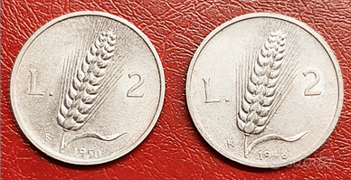 Coppia da 2 Lire Spiga/aratro, Repubblica italiana