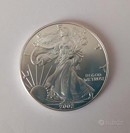 Moneta American Silver Eagle 2002 -1 oz Argento999