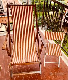Sdraio e sedia da spiaggia a righe anni 60