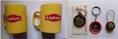 LIPTON 2 TAZZE VINTAGE +3 portachiavi Motociclismo