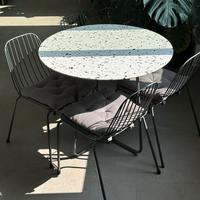 Tavolo rotondo effetto terrazzo Ø90 + 4 sedie