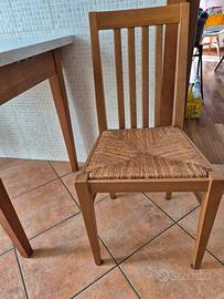 sedie in legno e seduta in paglia 