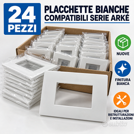 24 Placche 3 Moduli Bianche compatibili Vimar Arke