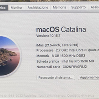 Imac Late 2013 21.5 + 1T ssd + 8 gb MacOs Catalina