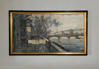 Quadro vintage di Parigi, Senna - cornice dorata