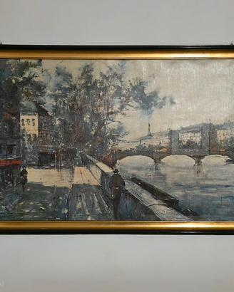 Quadro vintage di Parigi, Senna - cornice dorata