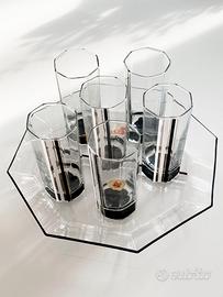 Set vintage 6 bicchieri ottagonali postmodern