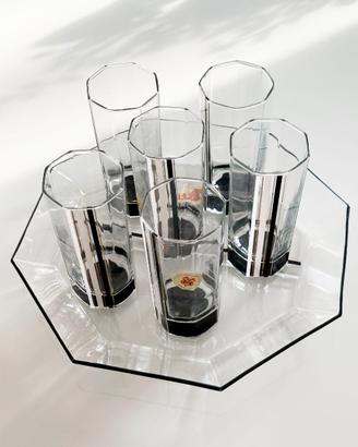 Set vintage 6 bicchieri ottagonali postmodern