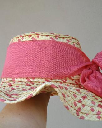 Cappello da Sole in Carta Intrecciata con Fiocco