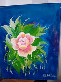 quadro blu con rosa (Milu')