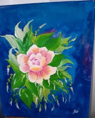 quadro blu con rosa (Milu')
