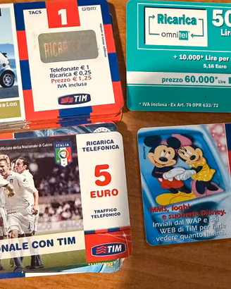 Lotto 203 ricariche telefoniche vintage lire-euro