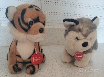 Coppia peluche Trudi Tigre e cane Husky
