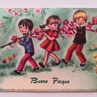 Cartolina vintage usata di buona pasqua