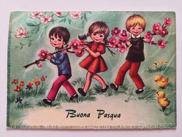 Cartolina vintage usata di buona pasqua