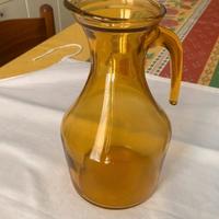 Caraffa in vetro giallo ambrato vintage