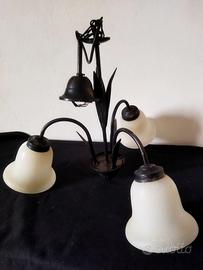 Lampadario tre calle in ferro battuto vintage