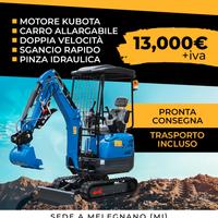 Mini Escavatore 15q PRO - KUBOTA CARRO ALLARGABILE