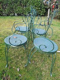 tavolo e 4 sedue  vintage in ferro battuto