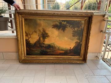 Paesaggio Classico con Grande Cornice Dorata