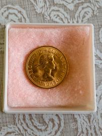 Sterlina oro fior di conio 1958 Regina Elisabetta