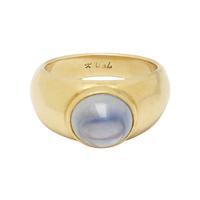 Anello in oro giallo e zaffiro cabochon