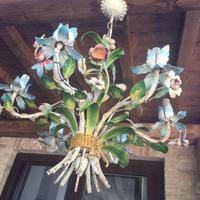 Lampadario floreale ferro battuto anni '50