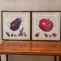 Coppia quadri da cucina, pomodoro, melanzana