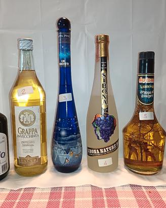 Varie bottiglie di grappa