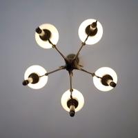 Lampadario vetro e ottone con abat-jour