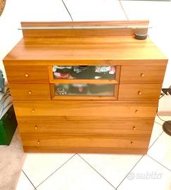 Trittico camera da letto in legno - comò + 2 comod