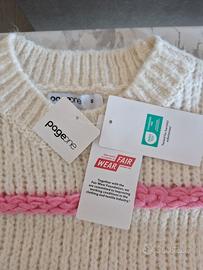 Maglione girocollo bianco/righe colorate