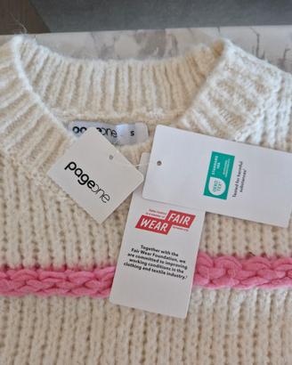 Maglione girocollo bianco/righe colorate