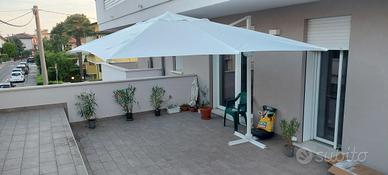 Ombrellone da giardino decentrato 3x4 Bianco