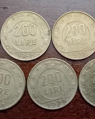 200 lire  monete vintage collezione 