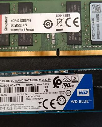 SSD 500gb, e memoria da 16gb