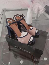 Sandali Silvia Rossini in nappa blu/fango N°38