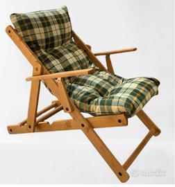 Poltrona Relax Legno, pieghevole  + 4 cuscini