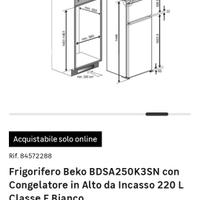 Frigorifero incasso Beko con mobile