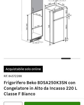 Frigorifero incasso Beko con mobile