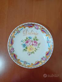 piatto fondo Limoges vintage decorato a mano