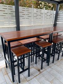 Tavoli e sgabelli legno e ferro stile industriale