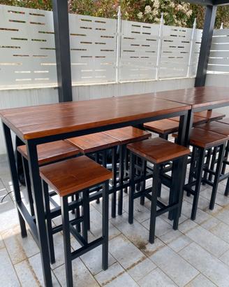Tavoli e sgabelli legno e ferro stile industriale