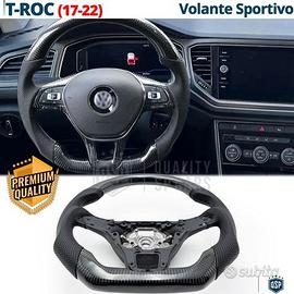 VOLANTE Sportivo Per VW T-Roc in Carbonio e Pelle
