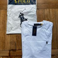 Maglia Ralph Lauren Bianca Logo Cavallo Blu navy
