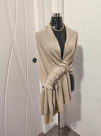 sciarpa elegante beige dorato con chiusura a nodo 